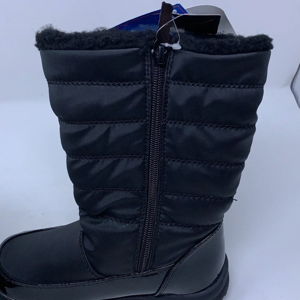 Totes Girls Shoe Size 1 Black Pink Detail Dana Waterproof Snow Winter Boots NWT